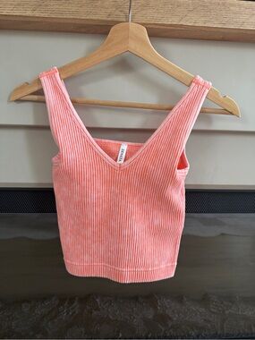 Zenana Outfitters Coral Ribbed V-Neck Bra Tank Top
